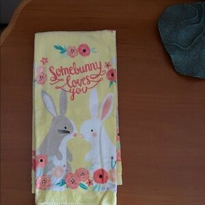 Yellow Bunny Print Kitchen Towel